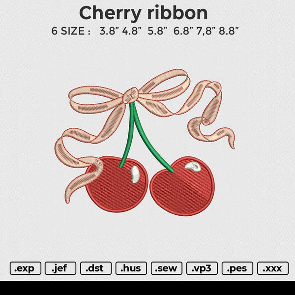 Cherry Ribbon Embroidery File 6 size