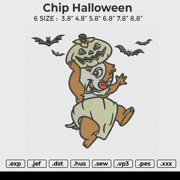 Chip Halloween Embroidery File 6 size