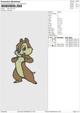 Chipmunk Embroidery File 6 size