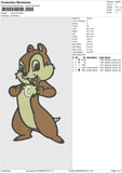 Chipmunk Embroidery File 6 size