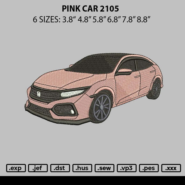 Pink Car 2105 Embroidery File 6 sizes
