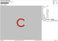 C Logo Emboidery File 6 sizes