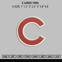 C Logo Emboidery File 6 sizes