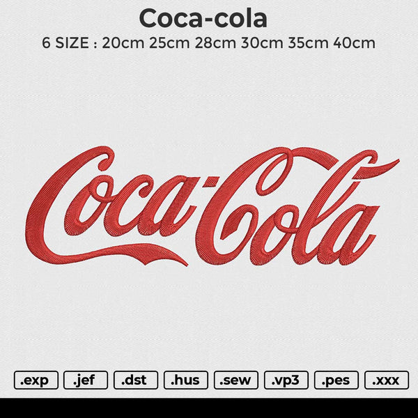 Coca-cola Embroidery File 6 size