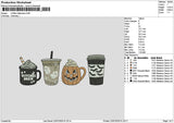 Coffeehalloween 2207 Embroidery File 6 sizes