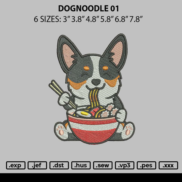 Dognoodle 01 Embroidery File 6 sizes
