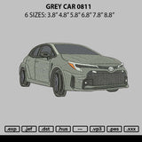 Grey Car 0811 Embroidery File 6 sizes