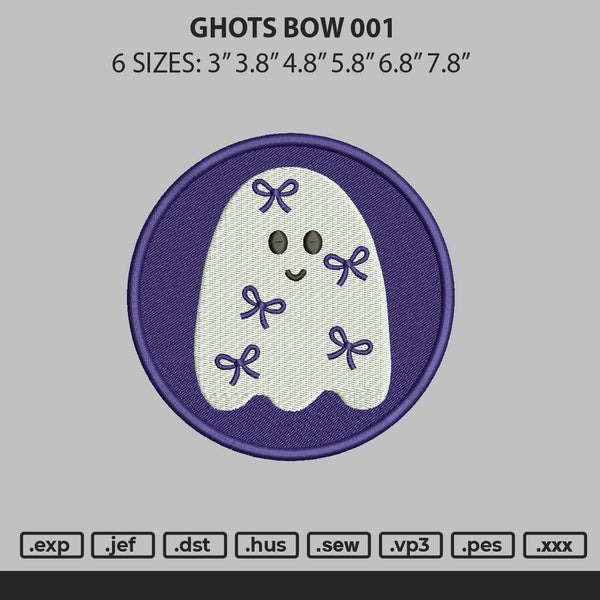 Ghost Bow 001 Embroidery File 6 sizes