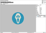 Ghost Face Circle Embroidery File 6 sizes