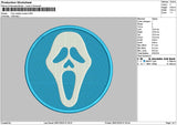 Ghost Face Circle Embroidery File 6 sizes