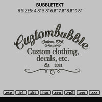 Bubbletext Embroidery File 6 sizes