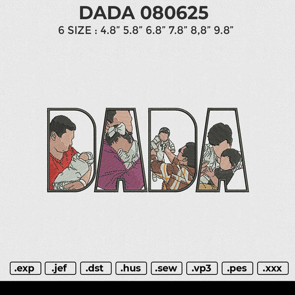DADA 080625 Embroidery File 6 size