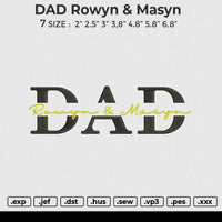 DAD Rowyn Masyn Embroidery File 6 size