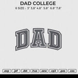 DAD college Embroidery File 6 size