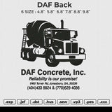 DAF Back Embroidery File 6 size