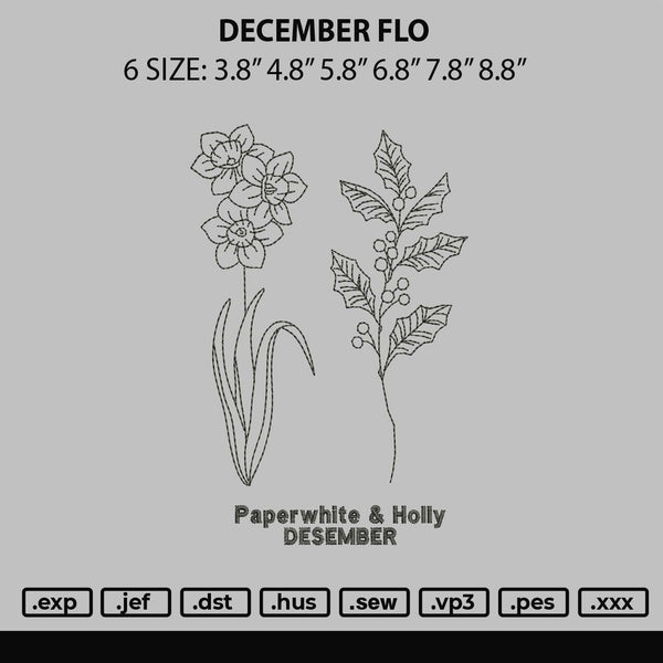 December Flo Embroidery File 6 sizes