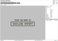 Desk Text Embroidery File 6 sizes