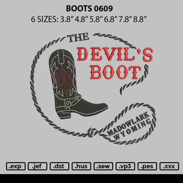 Boots 0609 Embroidery File 6 sizes