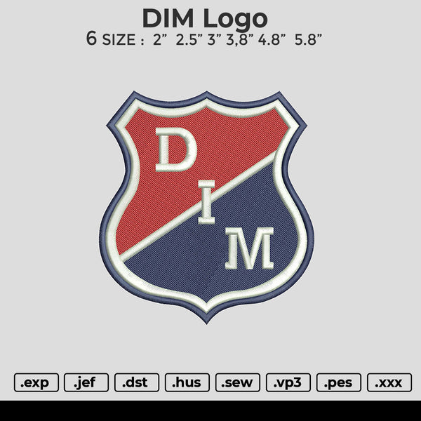 DIM logo Embroidery File 6 size