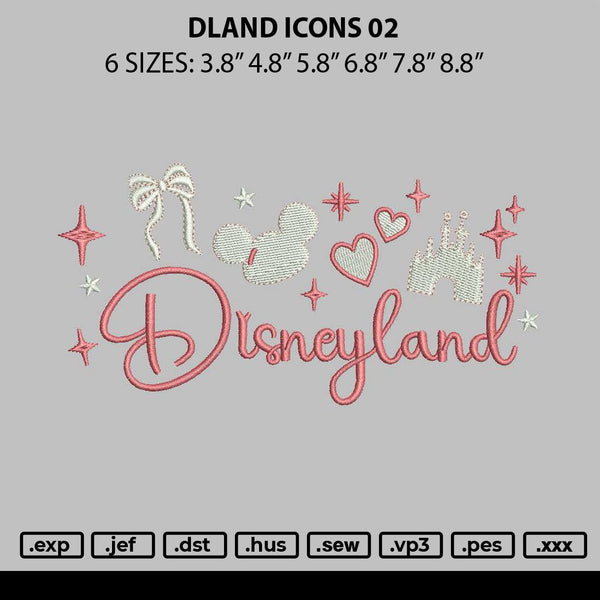 Dland Icons 02 Embroidery File 6 sizes