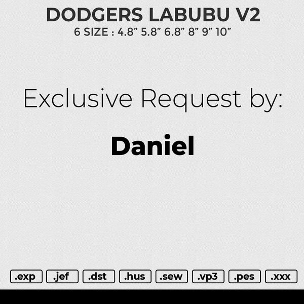 DODGERS LABUBU V2 Embroidery File 6 size