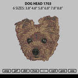 Dog Head 1703 Embroidery File 6 sizes