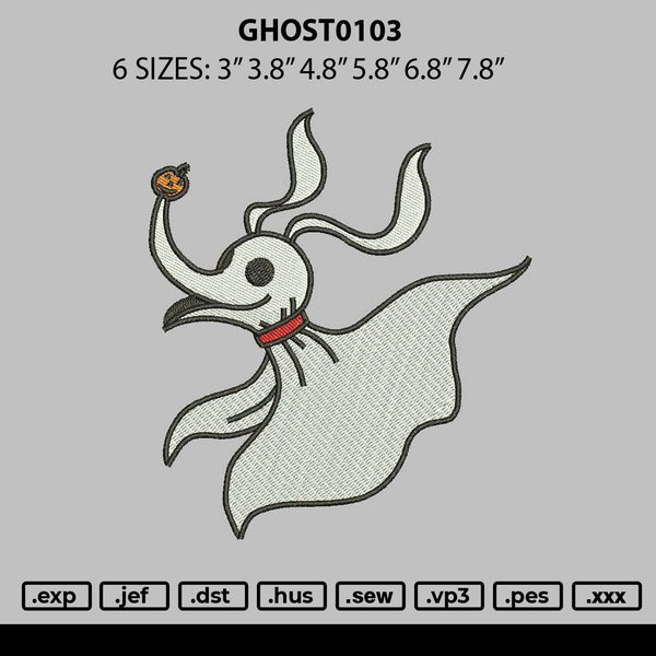 Ghost0103 Embroidery File 6 sizes