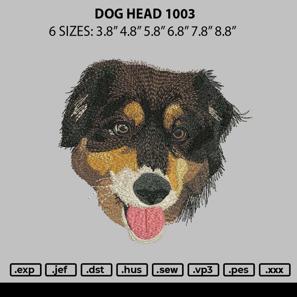 Dog Head 1003 Embroidery File 6 sizes