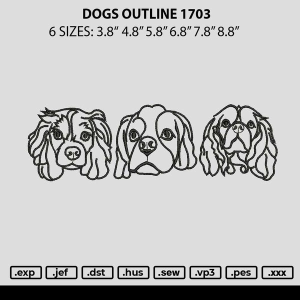 Dogs Outline 1703 Embroidery File 6 sizes