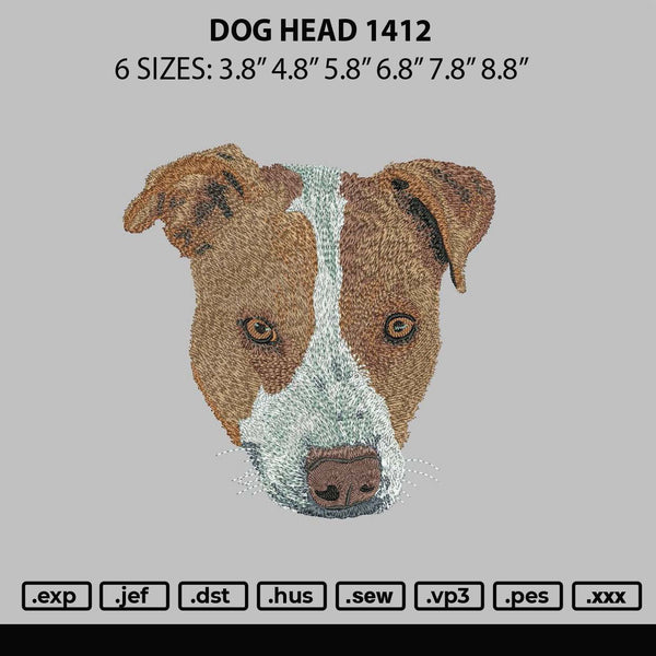 Dog Head 1412 Embroidery File 6 sizes