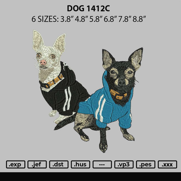 Dog 1412C Embroidery File 6 sizes