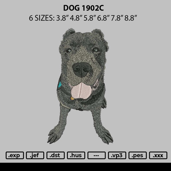 Dog 1902c Embroidery File 6 sizes