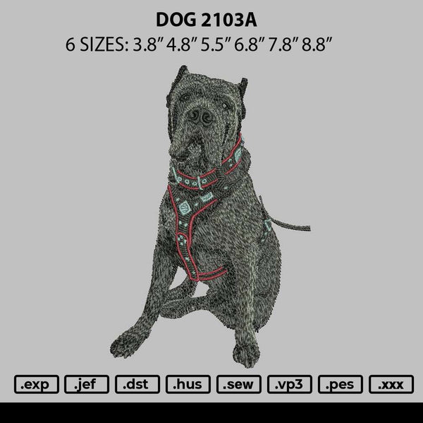 Dog 2103a Embroidery File 6 sizes
