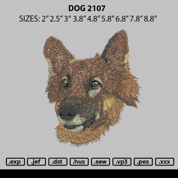 Dog 2107Embroidery File 6 size