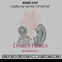 Roses 2707 Embroidery File 6 size