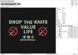 DROP THE KNIFE Embroidery File 6 size