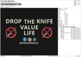 DROP THE KNIFE Embroidery File 6 size