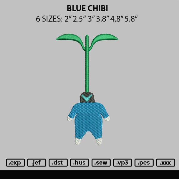 Blue Chibi Embroidery File 6 sizes
