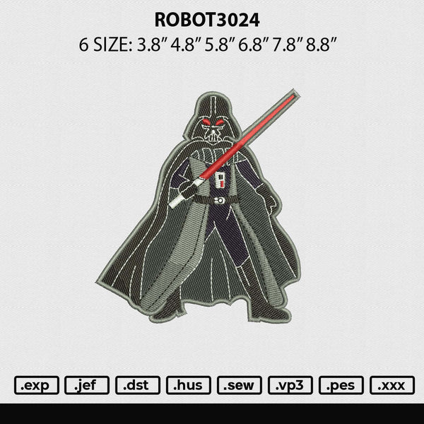 Robot 3024 Embroidery File 6 sizes