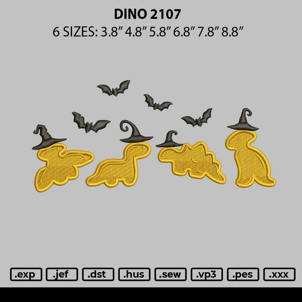 Dino2107 Embroidery File 6 size