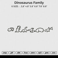 Dinosaurus family Embroidery File 6 size