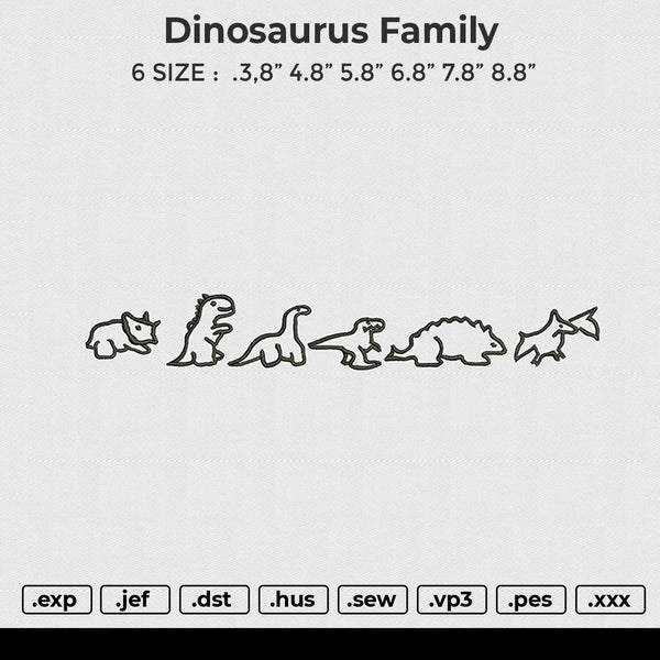 Dinosaurus family Embroidery File 6 size