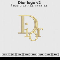 Dior logo v2 Embroidery File 6 size