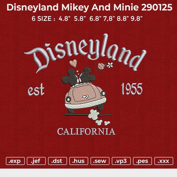 Disneyland Mikey and Minie 290125 Embroidery File 6 size