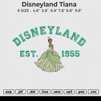 Disneyland Tiana Embroidery File 6 size