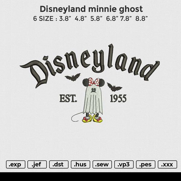 Disneyland minnie ghost Embroidery File 6 size