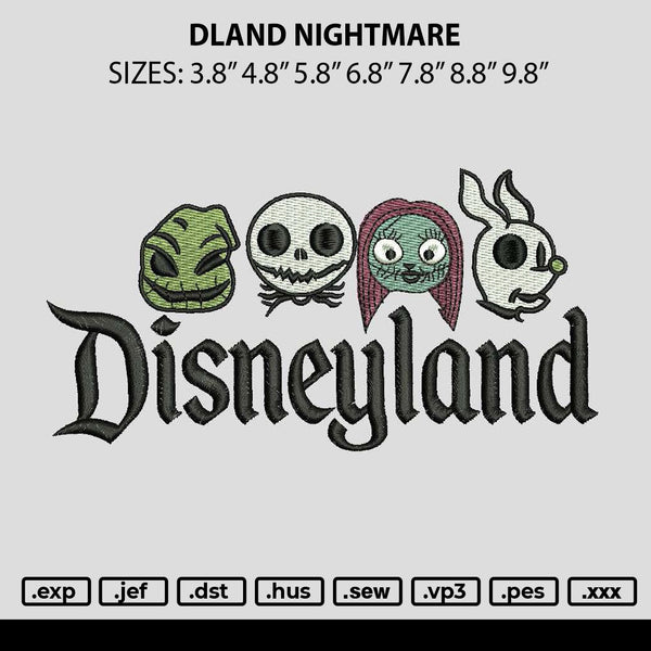 Dland Nightmare Embroidery File 6 sizes