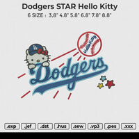 Dodgers STAR Hello Kitty Embroidery File 6 size