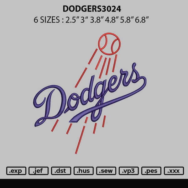 Dodgers3024 Embroidery File 6 sizes