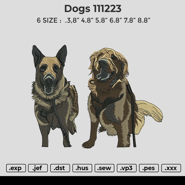 Dogs 111223 Embroidery File 6 size